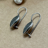 Sterling Silver Heart Earrings with Tiny Rhinestones