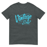 Vintage Soul T-Shirt for Flea Market Fans, Dark Heather with Turquoise