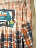 Bleached Plaid Shirt with Happy Fall Y'all, Thread & Cloth, XXL 2X