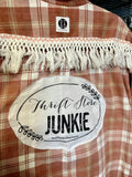 Bleached Flannel Pink Thrift Store Junkie Shirt, XL