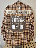 Brown Bleached Flannel Make Me Coffee Shacket