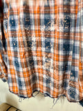 Bleached Plaid Shirt with Happy Fall Y'all, Thread & Cloth, XXL 2X