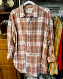 Bleached Flannel Pink Thrift Store Junkie Shirt, XL