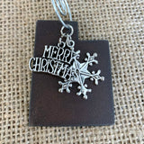 Utah Christmas Ornament with Merry Christmas & Snowflake Charms