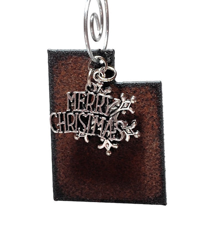Utah Christmas Ornament with Merry Christmas & Snowflake Charms
