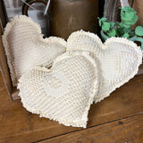 Set of 3 Vintage Chenille Heart Pillows, Mini