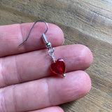 Red Glass Heart Earrings