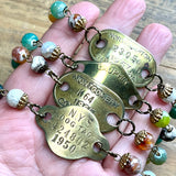 Vintage Dog Tag Bracelet with Colorful Agate Beads - 1950, 1951, 1965, 1967