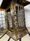 Vintage Brass Lantern / Candle Holder with Glass