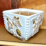 "Dusty Pages" Old Book Scented Candle in Vintage Milk Glass