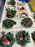 Vintage Christmas Craft Supply Pack with Bingo Card, Domino, Poker Chips, Mini Wreath & Mixed Embellishments