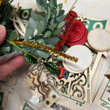 Vintage Christmas Craft Supply Pack with Bingo Card, Domino, Poker Chips, Mini Wreath & Mixed Embellishments