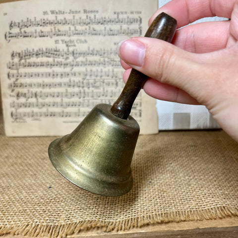 Vintage Hand Bell with Wood Handle