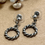 Vintage Silver Twist Hoop Earrings