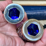 Vintage Salt & Pepper Set with Cobalt Blue Inserts