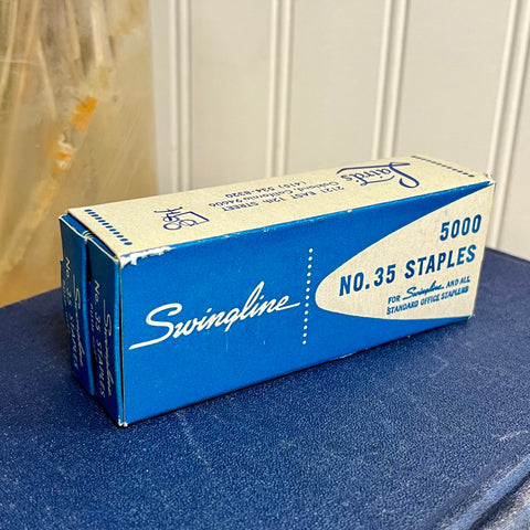 Vintage Swingline Staples, 5000 No. 35 Staples in Blue Box