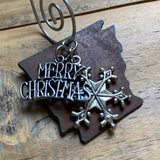 Mini Arkansas Christmas Ornament with Merry Christmas & Snowflake Charms