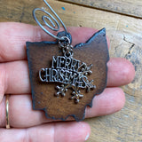 2024 Ohio Christmas Ornament with Merry Christmas Charm & Brass Heart Tag
