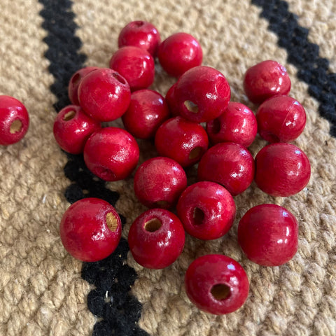 Red Wood Beads (100)