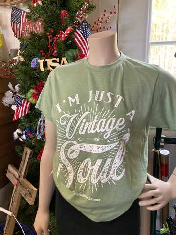 I'm Just a Vintage Soul Crew-Neck T-Shirt - Heather Green