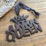Junkin Queen Christmas Ornament, Rustic Metal, Medium 3"