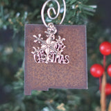New Mexico Christmas Ornament with Merry Christmas & Snowflake Charms