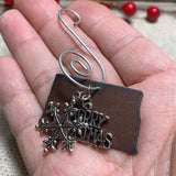 2024 North Dakota Christmas Ornament with Merry Christmas Charm & Brass Heart Tag