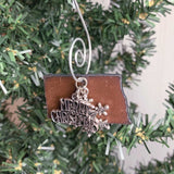 2023 North Dakota Christmas Ornament with Merry Christmas Charm & Brass Heart Tag