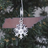 2023 Tennessee Christmas Ornament with Merry Christmas Charm & Brass Heart Tag, Small