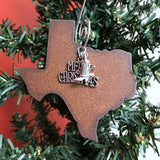 2024 Texas Christmas Ornament with Merry Christmas Charm & Brass Heart Tag, LARGE