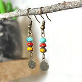 Colorful Boho Earrings with Rainbow Colored Glass Beads