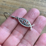 Simple Silver Jesus Fish Earrings