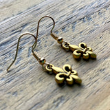 Tiny Gold Fleur de Lis Earrings