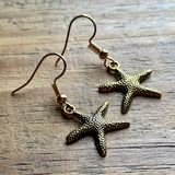 Gold Tone Starfish Charm Earrings