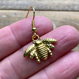 Gold Bee Charm Earrings