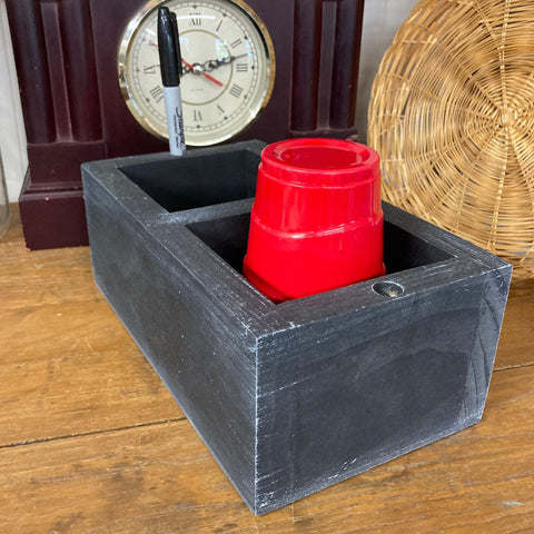 Wood Box Solo Cup Holder with Sharpie Marker -296