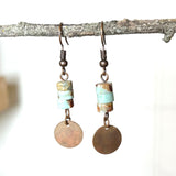 Copper Boho Earrings with Stacked Jasper Beads