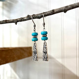 I {heart} You Silver Earrings with Turquoise Beads