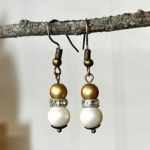 Repurposed Vintage Pearl Like Bead Earrings