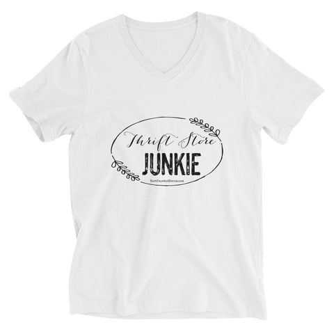 Thrift Store Junkie Short Sleeve V-Neck T-Shirt