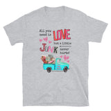 All You Need is Love But a Little Junk Never Hurt T-Shirt, White or Gray