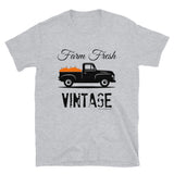 Farm Fresh Vintage Pickup Truck with Pumpkins T-Shirt for Fall, White or Gray