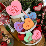 Wooden Conversation Hearts, 5 Colors/Words