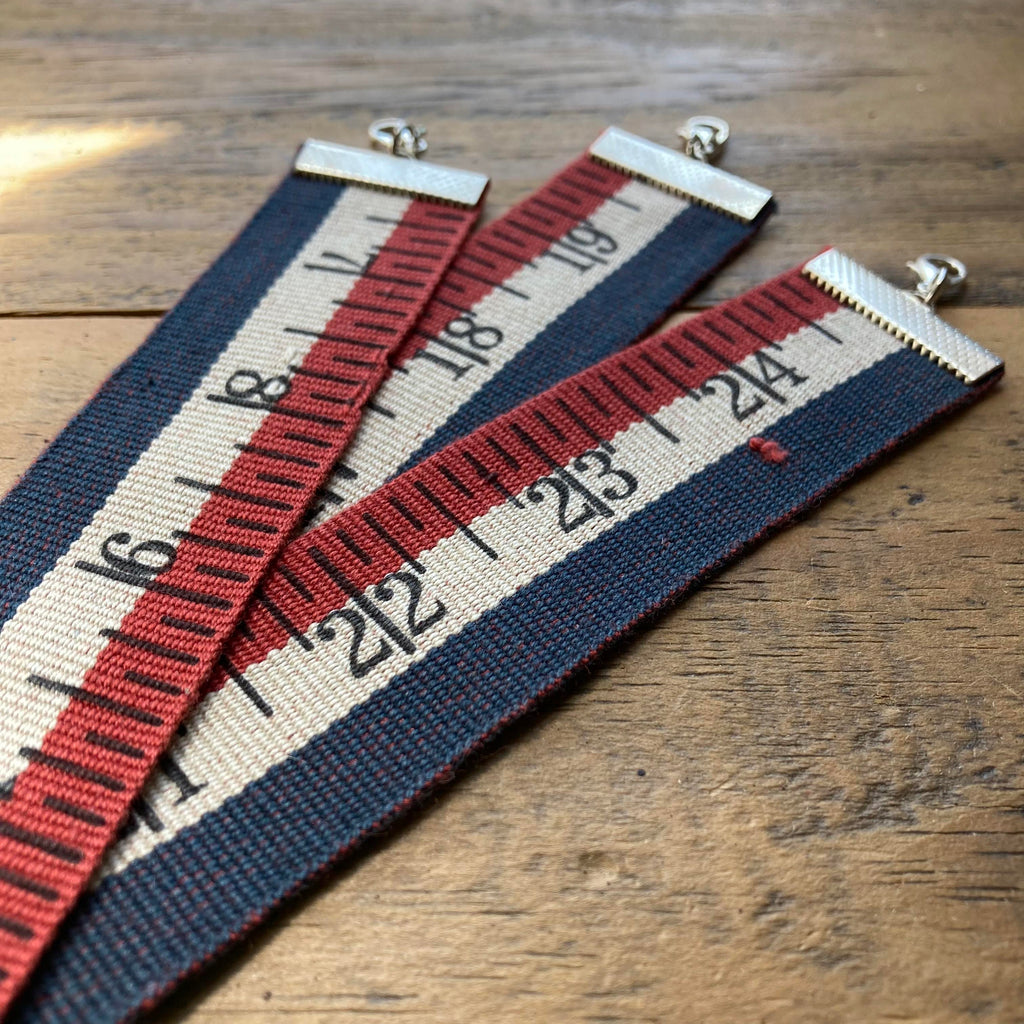 Vintage Tape Measure Bracelet Blank, Red/White/Blue Duct Tape and Denim