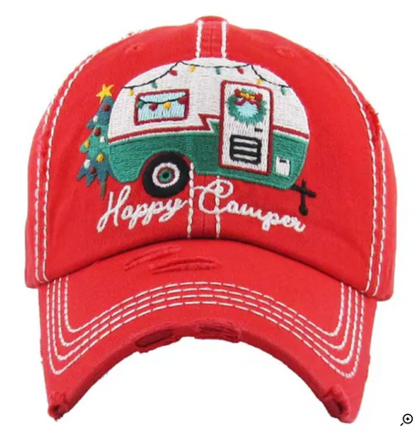 Happy Camper Christmas Baseball Cap