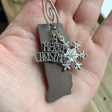 2023 Rhode Island Christmas Ornament with Merry Christmas Charm & Brass Heart Tag