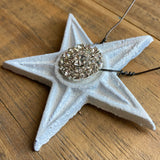 White Cast Iron Star Christmas Ornament