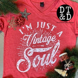 I'm Just a Vintage Soul V-Neck T-Shirt - Heather Red