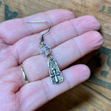 Silver Cross Earrings with Clear Glass Faceted Bead