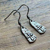 Simple Silver Cross Tag Earrings